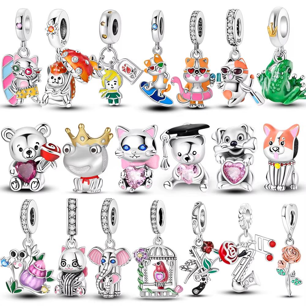 Copper Fairy Tale Little Boy Fox Rose Flower Frog Prince Charm Fit Mula Bracelet Beads Women Jewelry Making