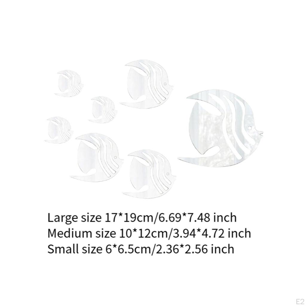 7ks akrylových zrcadlové nástěnné samolepky rybí obtisky nástěnné malby umělecká dekorace do kuchyně a kanceláře