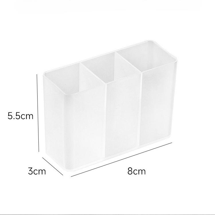 Mini Storage Box 3-Grid Plastic Makeup Brush Lipstick Storage Multi-Functional Desk Organizer for Home Kitchen Bathroom