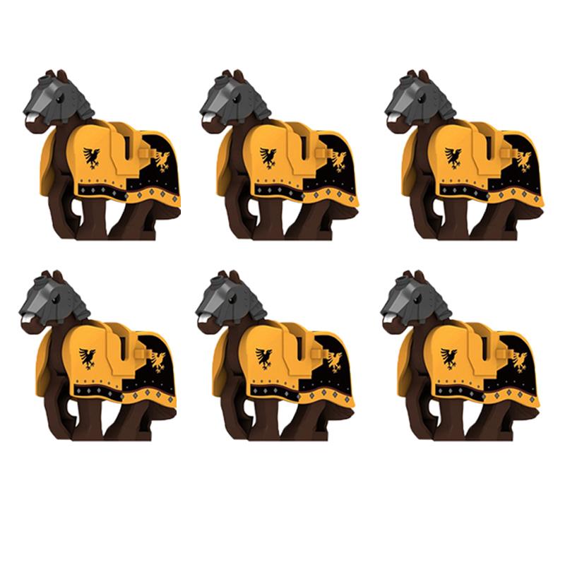 Medieval Military Building Blocks Cavalry Army Horse Animal Elephant Camel Wolf Crocodile Brick Toy Accessories S003
