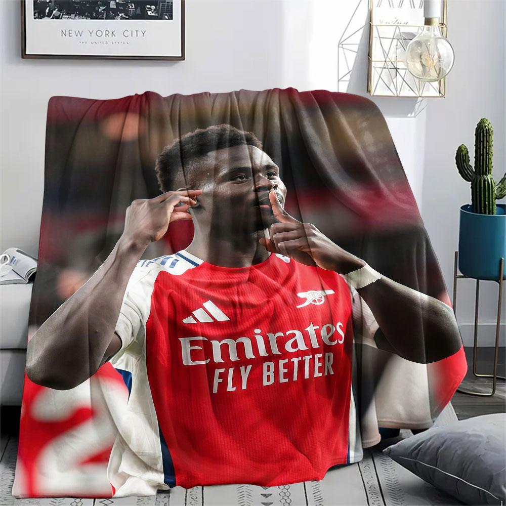 Bukayo Saka Printed Flannel Blanket, soft throw for bedroom sofa, washable, fan merchandise, great gift.