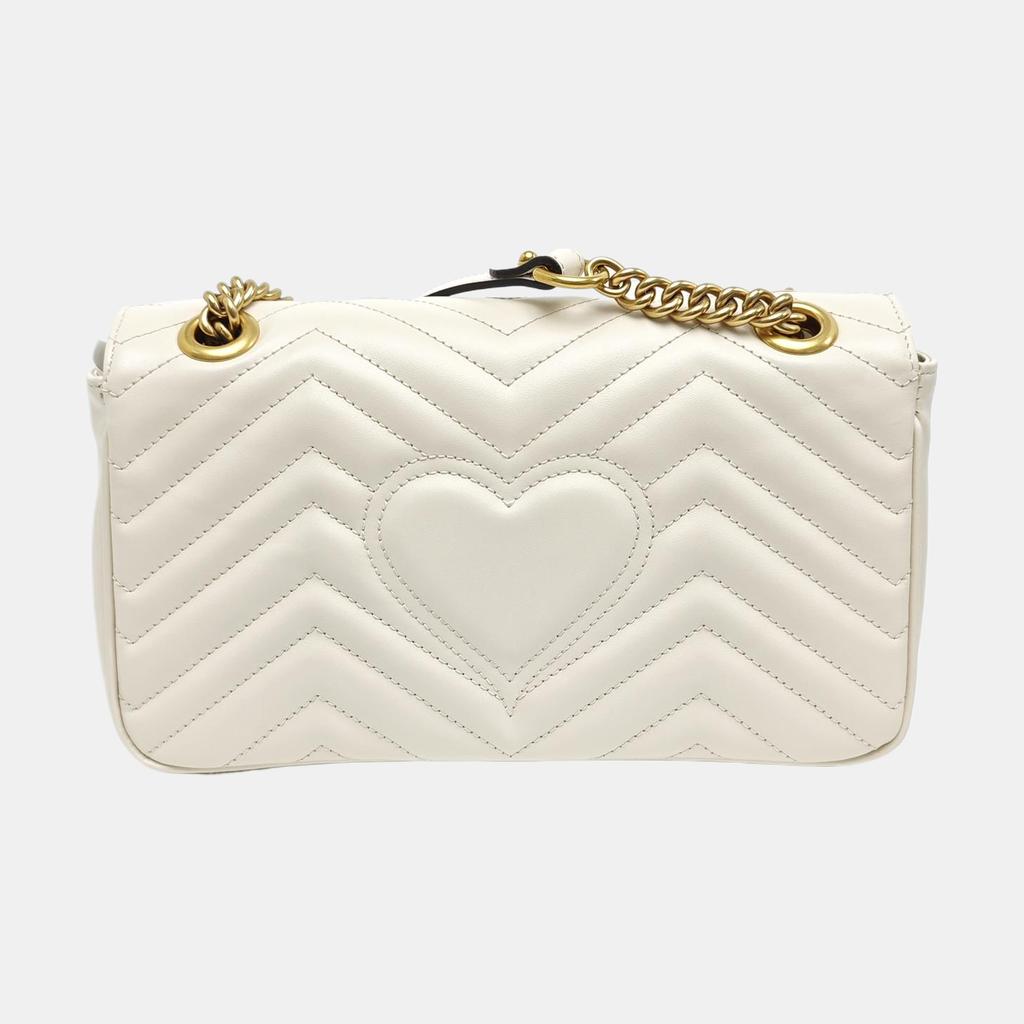 [Pre-Owned] GG Marmont Gold Logo Quilted Chain Shoulder Bag Small - Excellent #AOZ8Z1