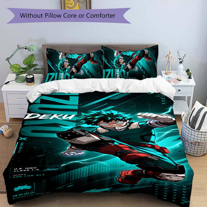 deku 3pcs Bedding Set Duvet Cover Closure Includes 1 Duvet Cover & 2 Pillowcases for All Seasons Bedroom Home Dorm Decor
