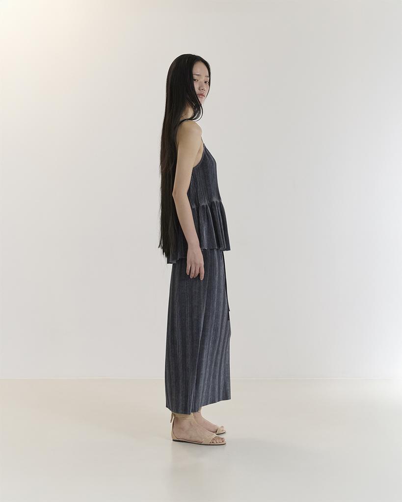 Current Pleats Long Skirt(Indigo Blue)