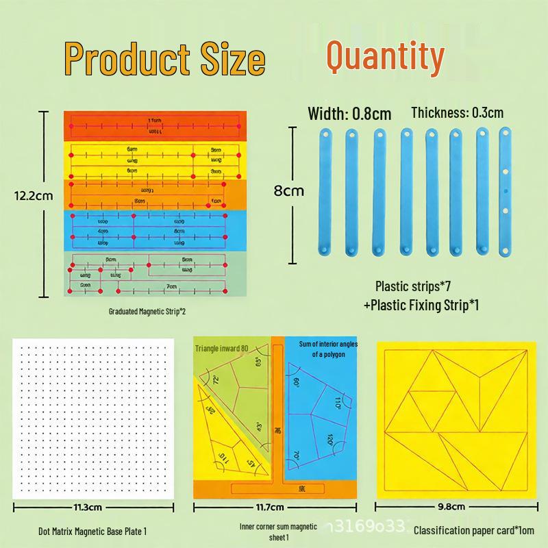 Magnetic Triangle Teaching Aids for 4th Grade: Puzzle Strips & Angle Demonstrator