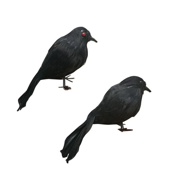 Realistic Halloween Crow Props Decoration Bird Black Feathered Crows Ornaments