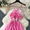Elegant Floral Fairy Dress Women Strap Sexy Party Midi Dresses Casual Design Chic Printing High Waist Fashion Female Dress 2024