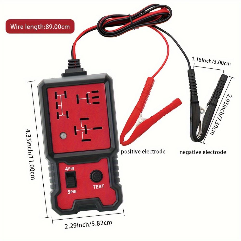 12V Automotive Relay Tester - Durable Automotive Test Tool with Battery Clip for 4- and 5-pin Relays, Automotive
