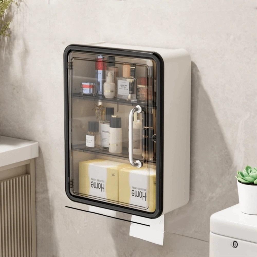 Large Capacity Wall Mounted Storage Box Dust-proof Waterproof Bathroom Storage Cabinet Multi Functional No Punching