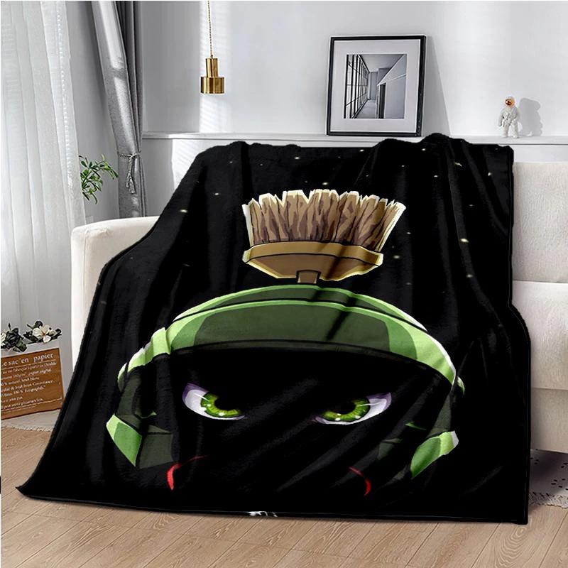 Marvin The Martian Animal Funny Throws Blanket Hiking Picnic Super Soft Quilt Bed Thermal Kawaii Flannel Blanket birthday gift