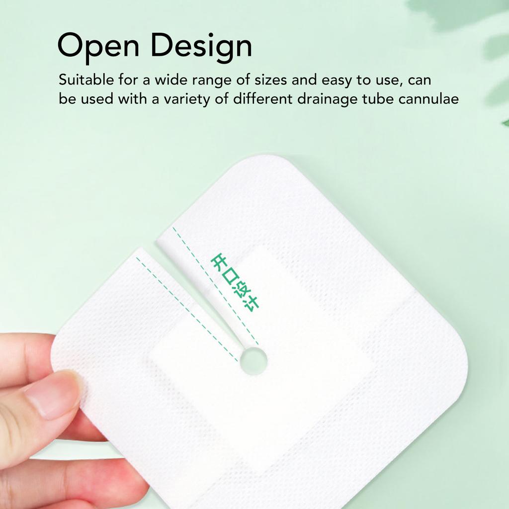 20 Sheets Split Drain Adhesive Bandage T Incision Non Woven Fabrics Feeding Tube Pad for Home and Hospital