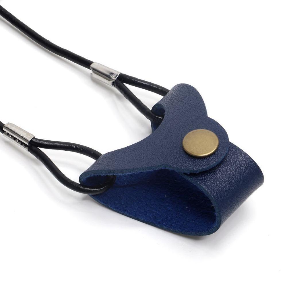 

Противоударный чехол для очков из ПУ кожи, кожаный чехол для солнцезащитных очков, шнурок для хранения, ремешок для очков на шею синий