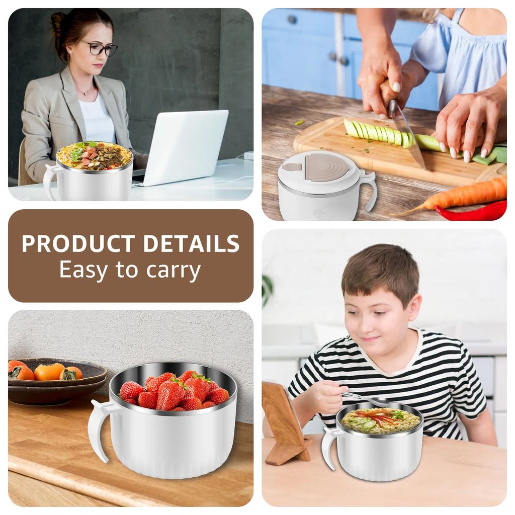 Zestaw miski do ramenu 1600ml Mikrofalowy pojemnik na lunch z łyżką Wielofunkcyjne miski do gotowania ramenu Bento do domu biura akademika