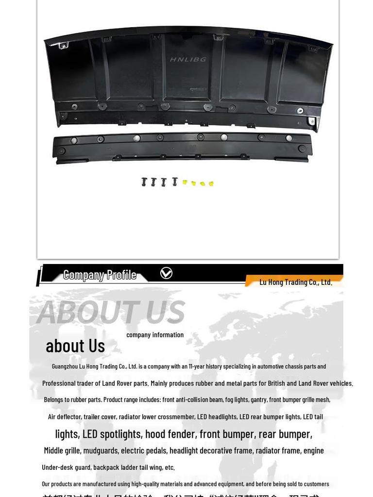 Front Bumper Lower Skid Plate & Towing Hook Cover for 2018-2022 Land Rover Range Rover Autobiography (LR117512)