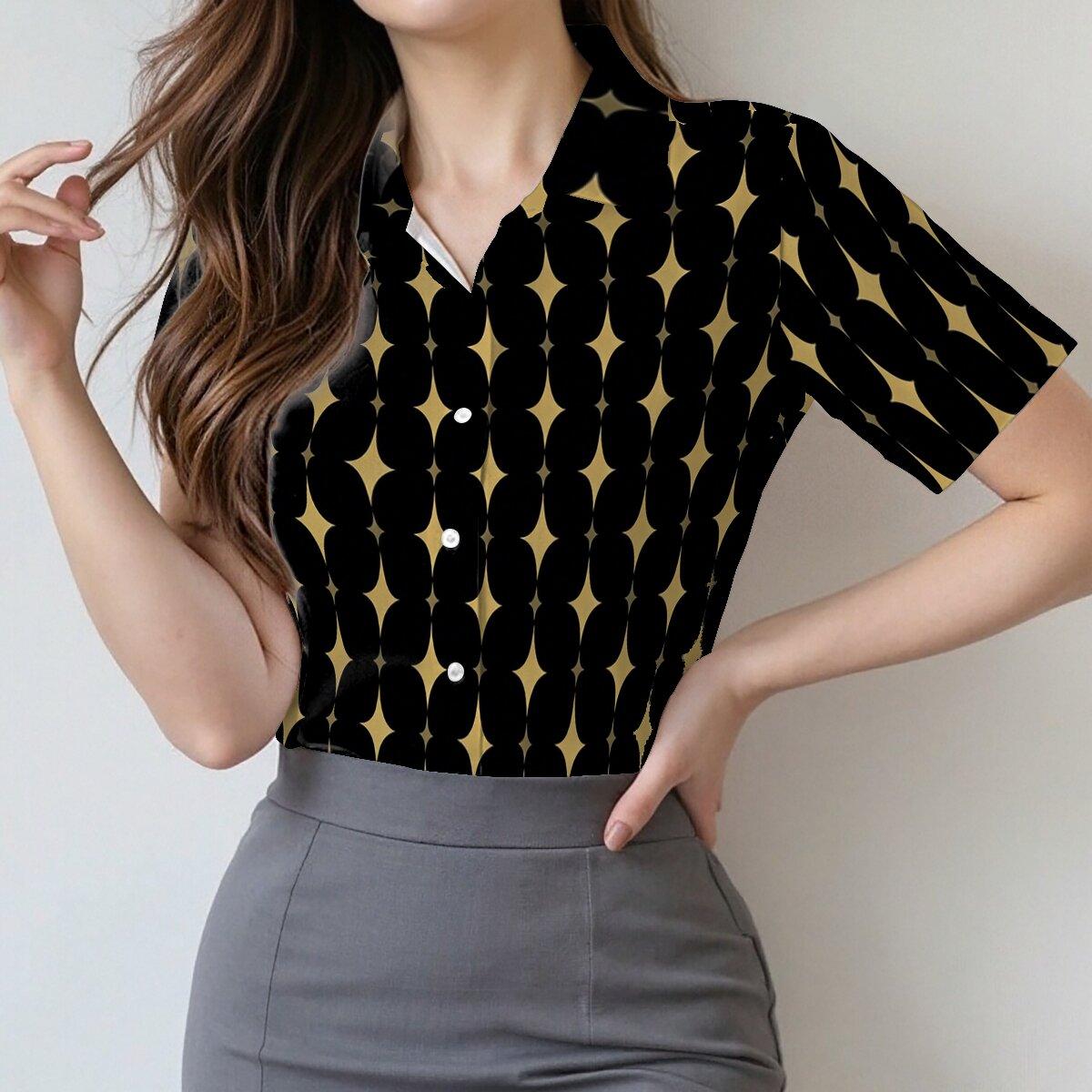 Women s Short Sleeved Lapel Shirt, Summer Fashion, Daily Versatile Casual Top S