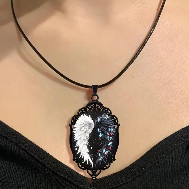 Retro Gothic Moon And Sun Pendant Necklace Women Men Punk Cross Metal Leather Rope Chain Vintage Jewelry Gift
