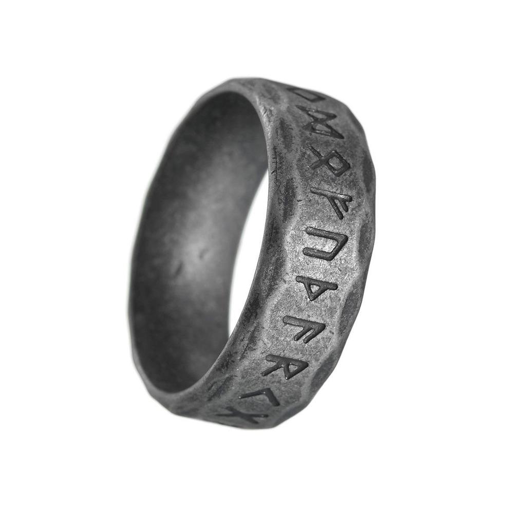 2024 Nordic Viking Runes Distressed Retro Titanium Steel Ring - Bestseller
