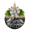 Halloween Skeleton Welcome Door Sign Artificial Leaves Bowknot Decor Indoor Outdoor Halloween Sign Family Gathering Decoration