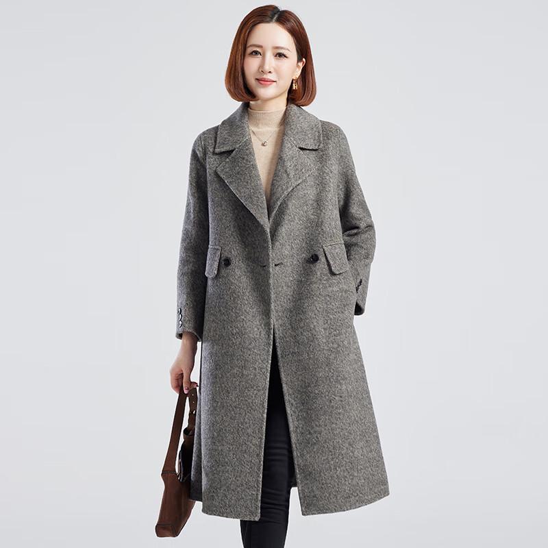 FXZZM25112 Women's 100% Wool Mid-Length Lapel Coat