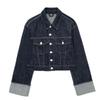 Damenmode mit Taschen Denimblau Einreihige Jacken Vintage Reverskragen Langärmlig Weiblich Schickes Damenoutfit