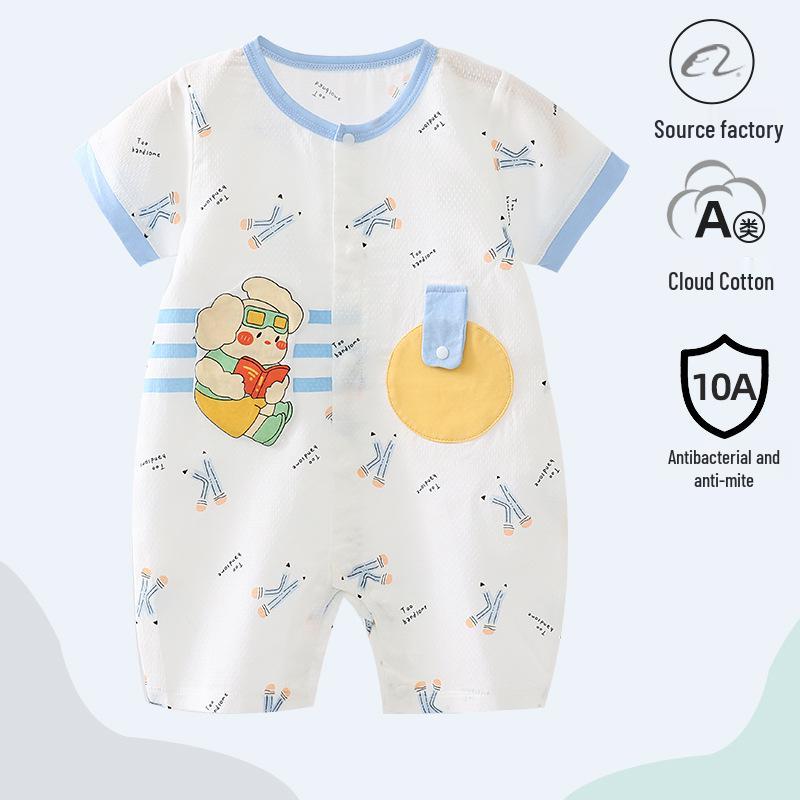 Popular Unisex Baby Summer Cotton Romper - Short Sleeve Bodysuit for Newborns