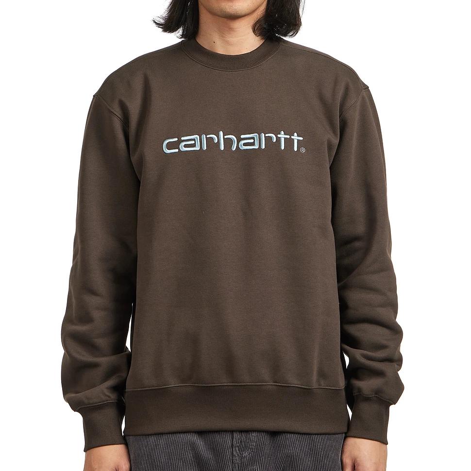 Carhartt WIP Embroidered Logo Loose Fit Crew Neck Long Sleeve Sweatshirt Men Sweatshirt Brown I030546-2QG-XX