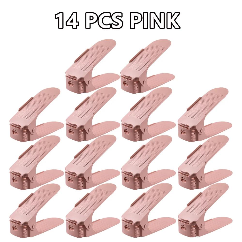 6/8/12/14Pcs Adjustable Shoe Organizer Shoe Support Rack,Space Saving Shoe-Shelf for Closet,Shoe Organizer Shoe Rack for Cabinet