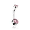 Anillo de Ombligo de Titanio - Circonita Cúbica Rosa - Tpp-038 1.6/10