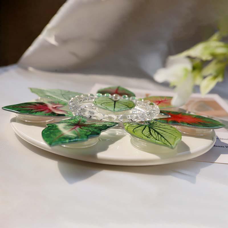 Foldable Acrylic Mobile Phone Stand with Simulated Plant Leaf Design