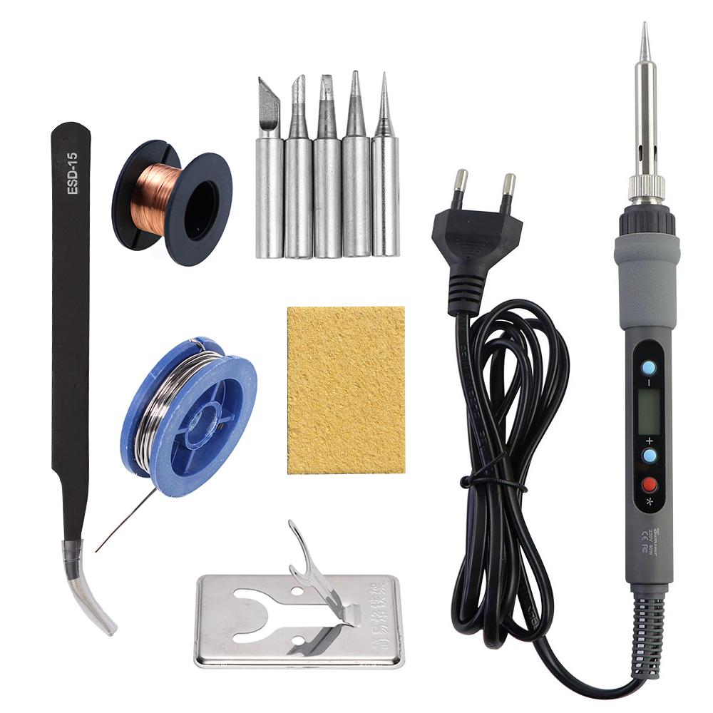 80W With Switch Electric Soldering Iron LCD Digital Display Adjustable Temperature Solder Welding Desoldering Repair Tools Kit
