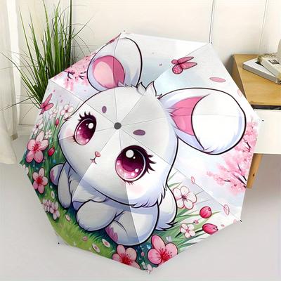 1pc Lively White Rabbit Automatic Opening and Closing Umbrella - Suitable for Various Occasions, Outdoor Activities, Lightweight and Durable