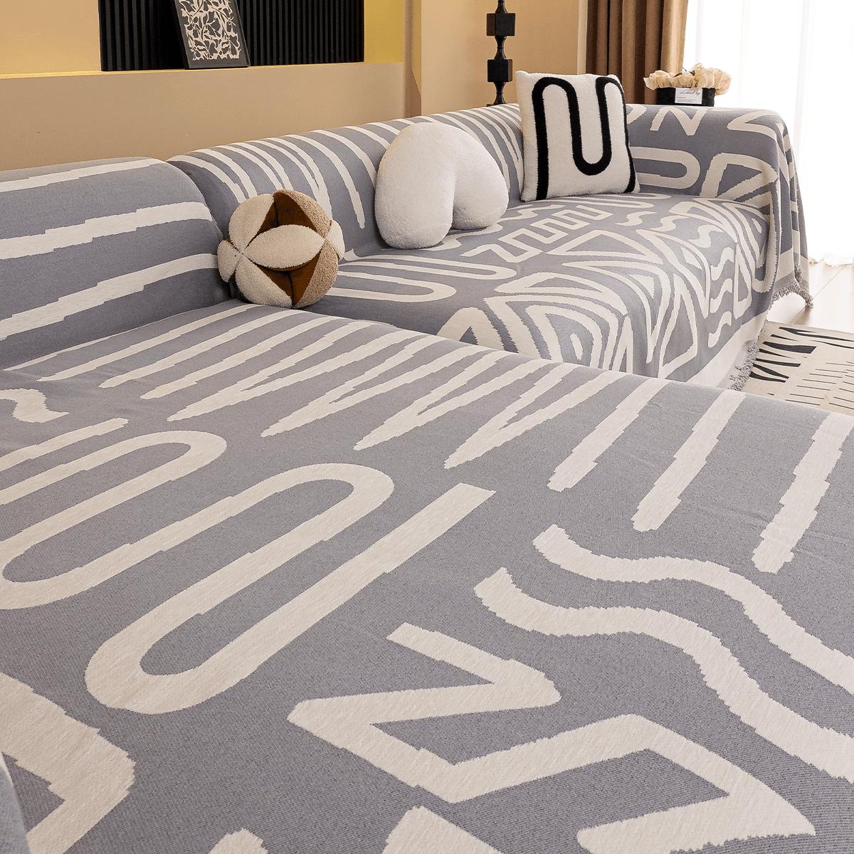 

Bohemian Style Jacquard Chenille Sofa Towel with Tassels, for All Seasons Living Room Sofa Cover Double Sided Washable 180x130cm світло-сірого кольору