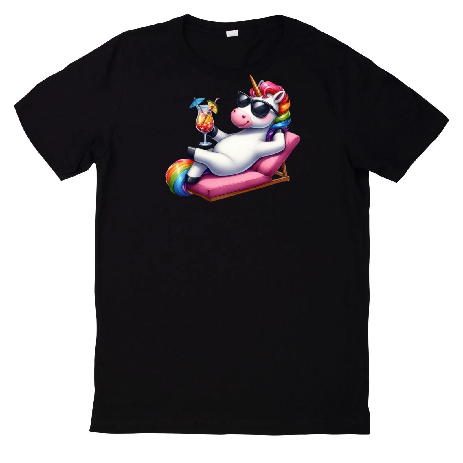 

Cute Summer Cocktail And Animal 100% Cotton T-shirt Mens Womens Tees Top- L