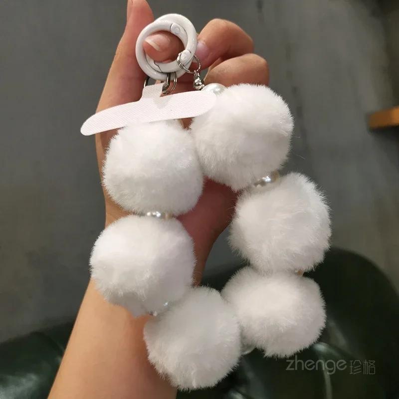 

Mobile Phone Lanyard Plush Ball Bead Pendant Winter Style Plush Lanyard Hand-held Chain Phone Case Universal Anti Loss Lanyard Other