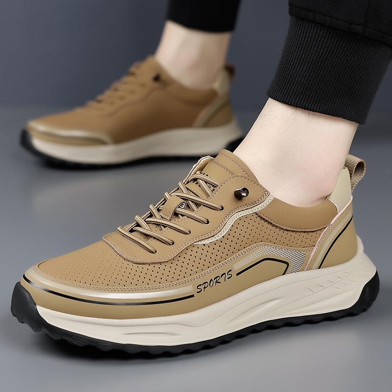 Fashion Lace-Up Men Shoe Leather Fashion Casual Shoes Men All-match Mens Sneakers Handmade Men's Walking Shoes New Skate Footwear Men