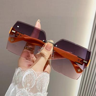 Rimless Sunglasses Summer Women Shades Gradient Sunglasses UV400 Fashion Ladies Eyeglasses