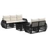 Garden Sofa Set 6 Pieces Black and Cream White Poly Rattan