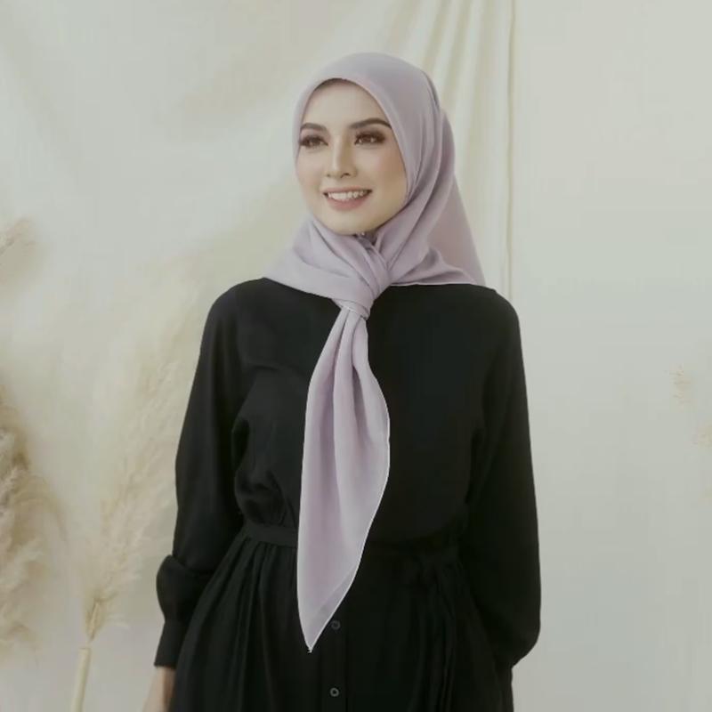 110X110Cm Malaysia Square Chiffon Hijab Solid Muslim Head Scarf Ladies Plain Shawl And Wrap Headband Foulard Tudung Bawal