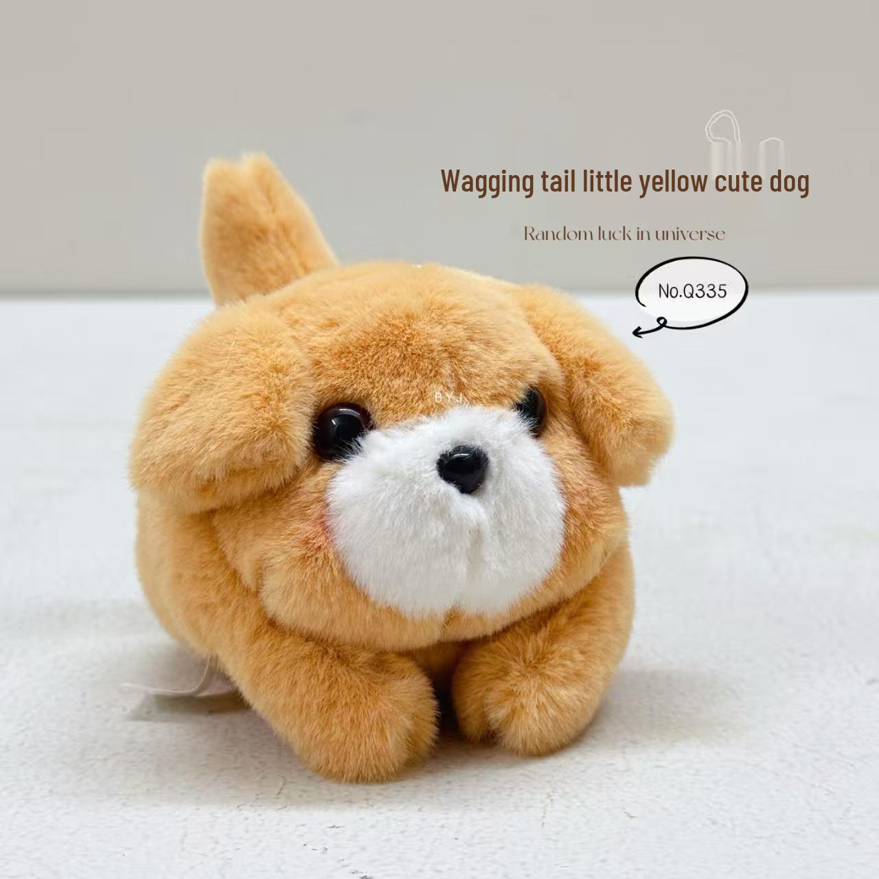 Drawstring White Wagging Tail Dog Plush Bag with Cute Kitten Pendant
