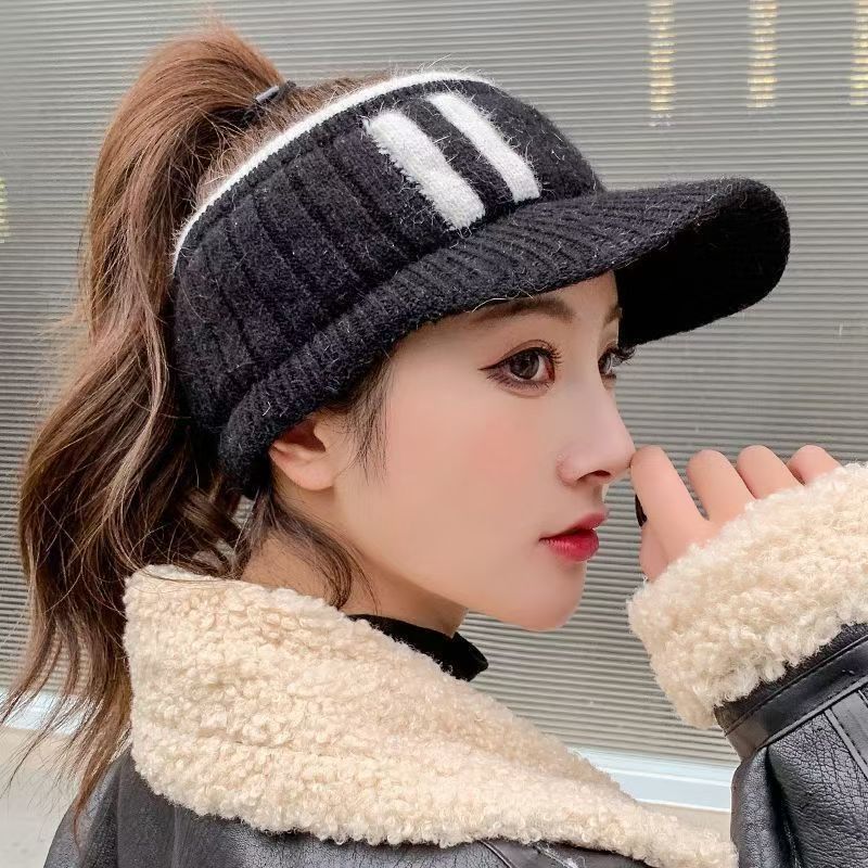 Women's Fashion Empty Top Woolen Hat - Perfect for Autumn and Winter, Knitted Warmth, Stylish Design, Breathable Comfort, Versatile Matching