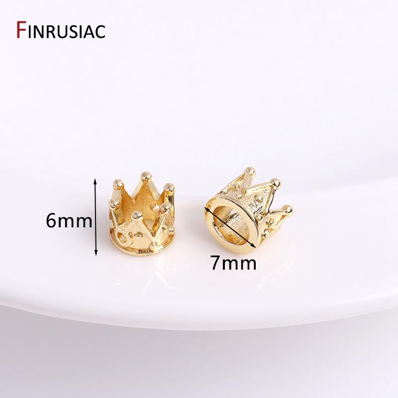 

14k Gold Plated Brass Crown Beads 6mm*7mm Loose Beads For Jewelry Making, High Quality DIY Jewelry Material Wholesale 2 pieces