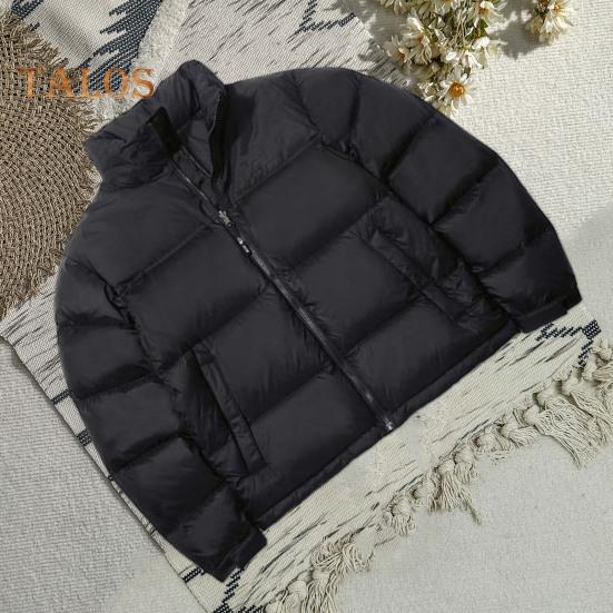 Męski płaszcz bawełniany ze stójką, długim rękawem, patchworkową kolorową kurtką z kieszeniami, luźny krój, zamek błyskawiczny, wiatroszczelna, pikowana odzież wierzchnia