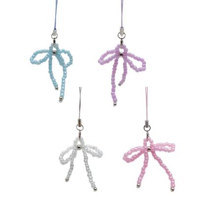 Elegant Keychain with Bowknot Pendant Phone Charm Simple Bowknot Phone Lanyard Wrist Strap Hanging Rope for Bag Decors