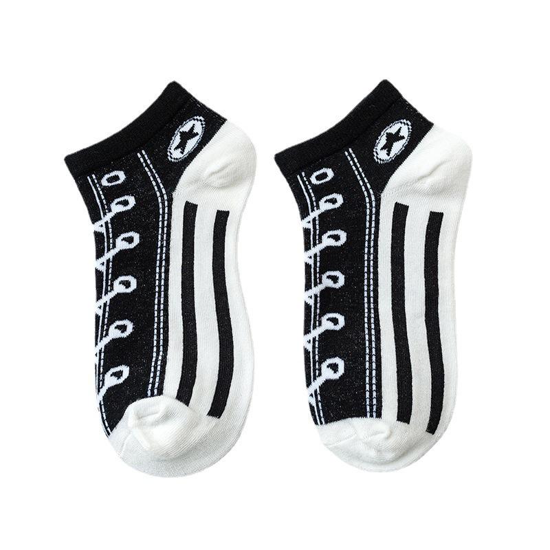 European & American Cross-Border Canvas Fun Socks: Casual, Low-Cut, Sporty Style for Couples