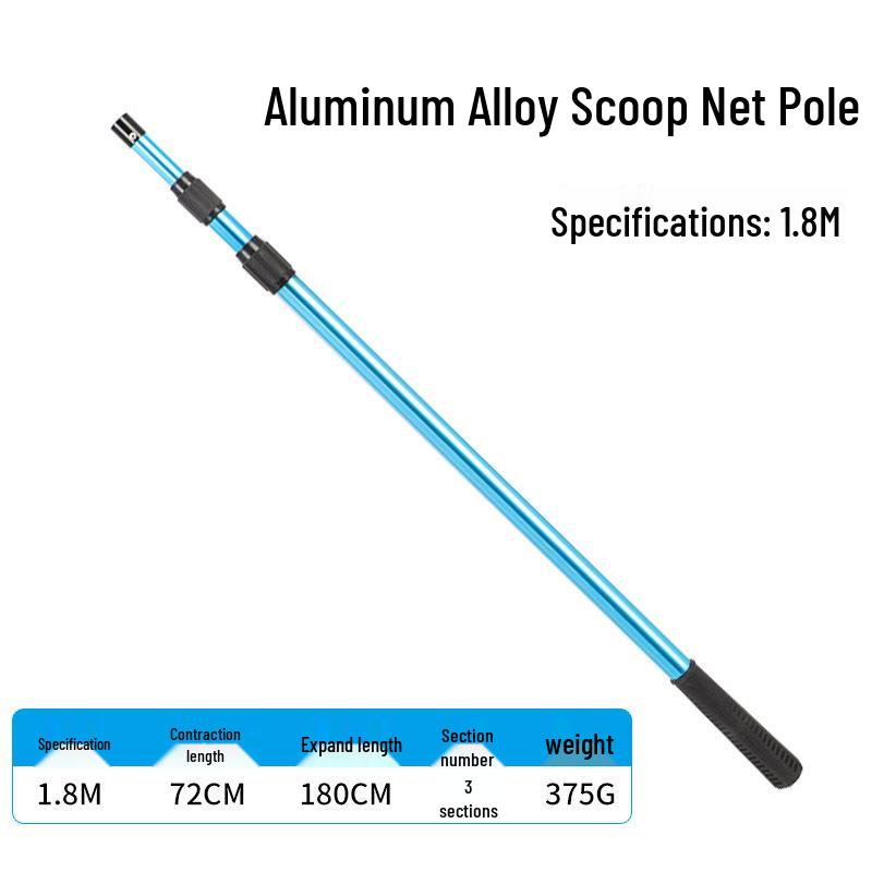 Telescopic Aluminum Landing Net Pole, Adjustable & Multi-Spec, for Large Fish.