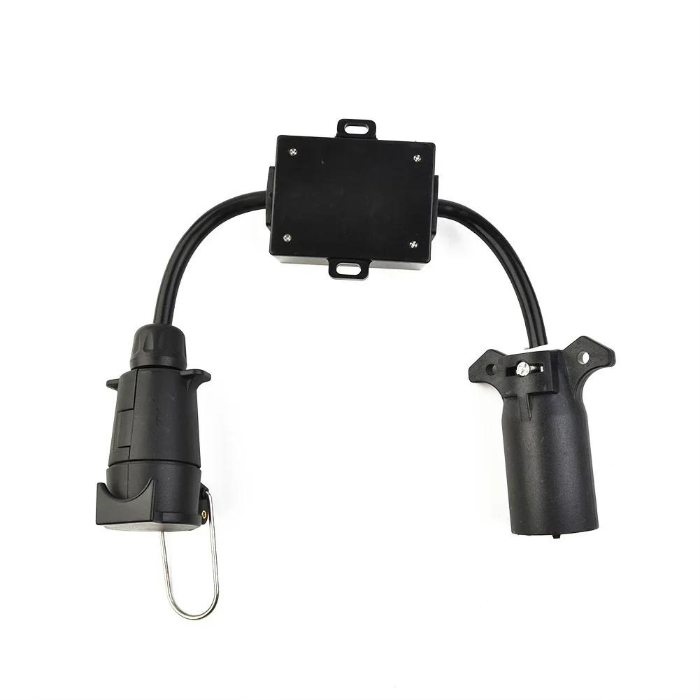 7-pins RV-kontakt till 7-pins rund släpvagnskontakt / uttag, adapter, universell för RV-husbil husvagnstillbehör USA-EU