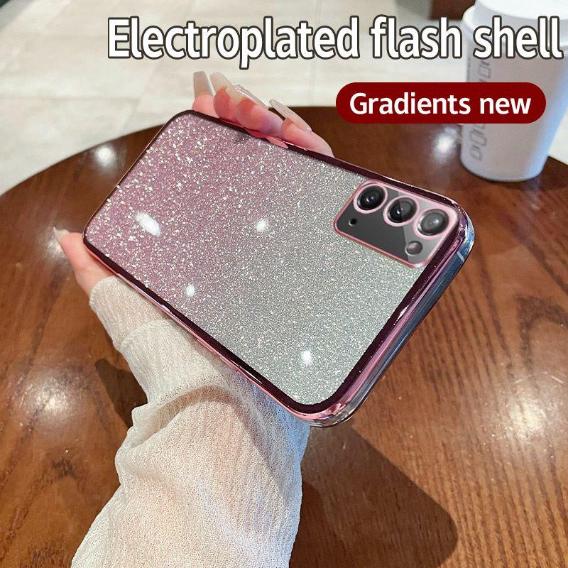 For Samsung Galaxy Note 20 Case Samsung SM-N980F Phone Case Shiny Glitter Plating Silicone Camera Lens Soft Back Cover