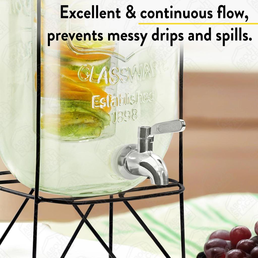 Water Dispenser Tap - 304 Stainless Steel Food Grade Replacement Tap - Leak Proof Faucet Tap for Beverage Dispenser - Steel Tap for Glass Pitcher