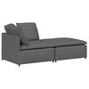 Modular Sofa with Footstool and Cushions Fabric Dark Grey