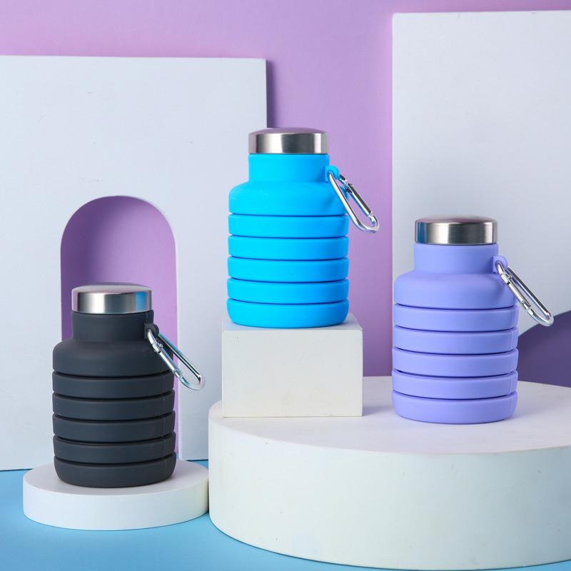 Collapsible Water Bottle Silicone Bottles  Portable Silicone Water Bottle Retractable Folding Bottle Outdoor Travel Tools